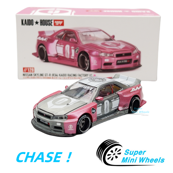 CHASE ! Mini GT x Kaido House 1:64 Nissan GT-R R34 Pink KAIDO RACING FACTORY V1