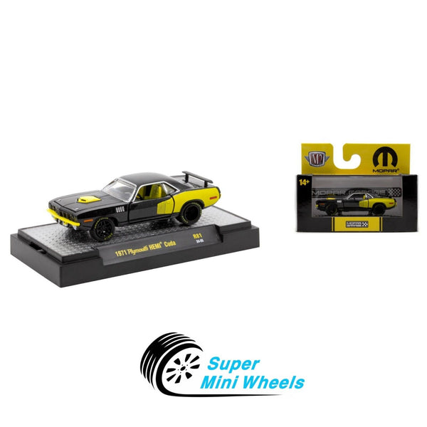 M2 Machines 1:64 - 1971 Plymouth HEMI Cuda - Black/Yellow R81 24-55