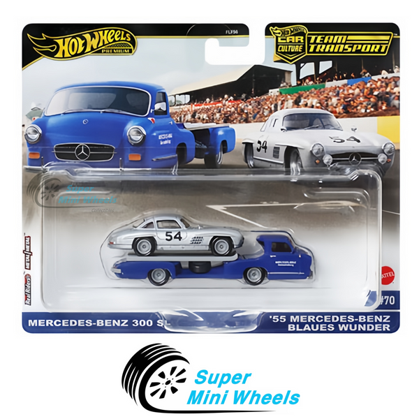 Hot Wheels Team Transport '55 Mercedes-Benz Blaues Wunder & Mercedes-Benz 300 SL