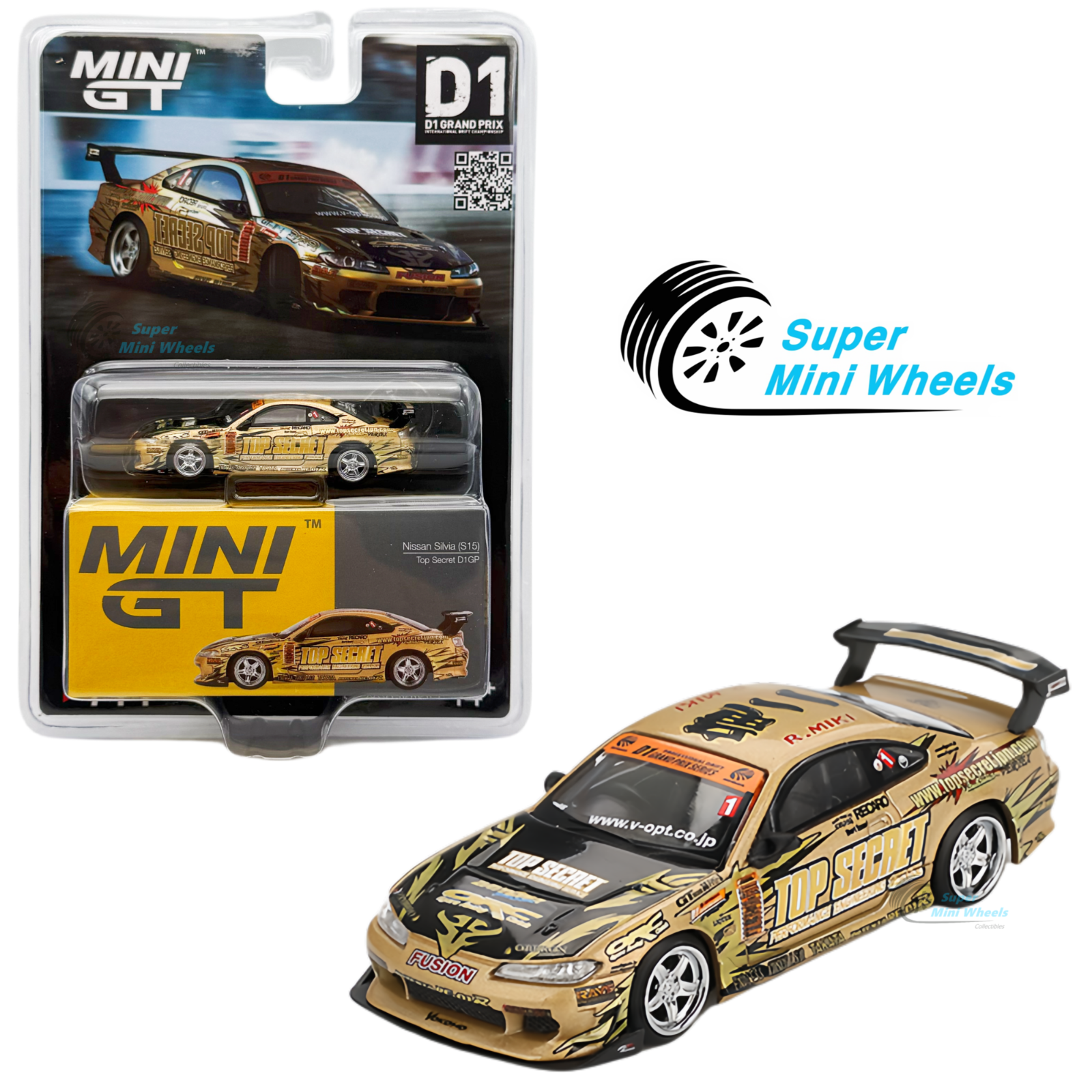 Mini GT 1:64 Nissan Silvia (S15) Top Secret D1GP #714 – Super Mini Wheels