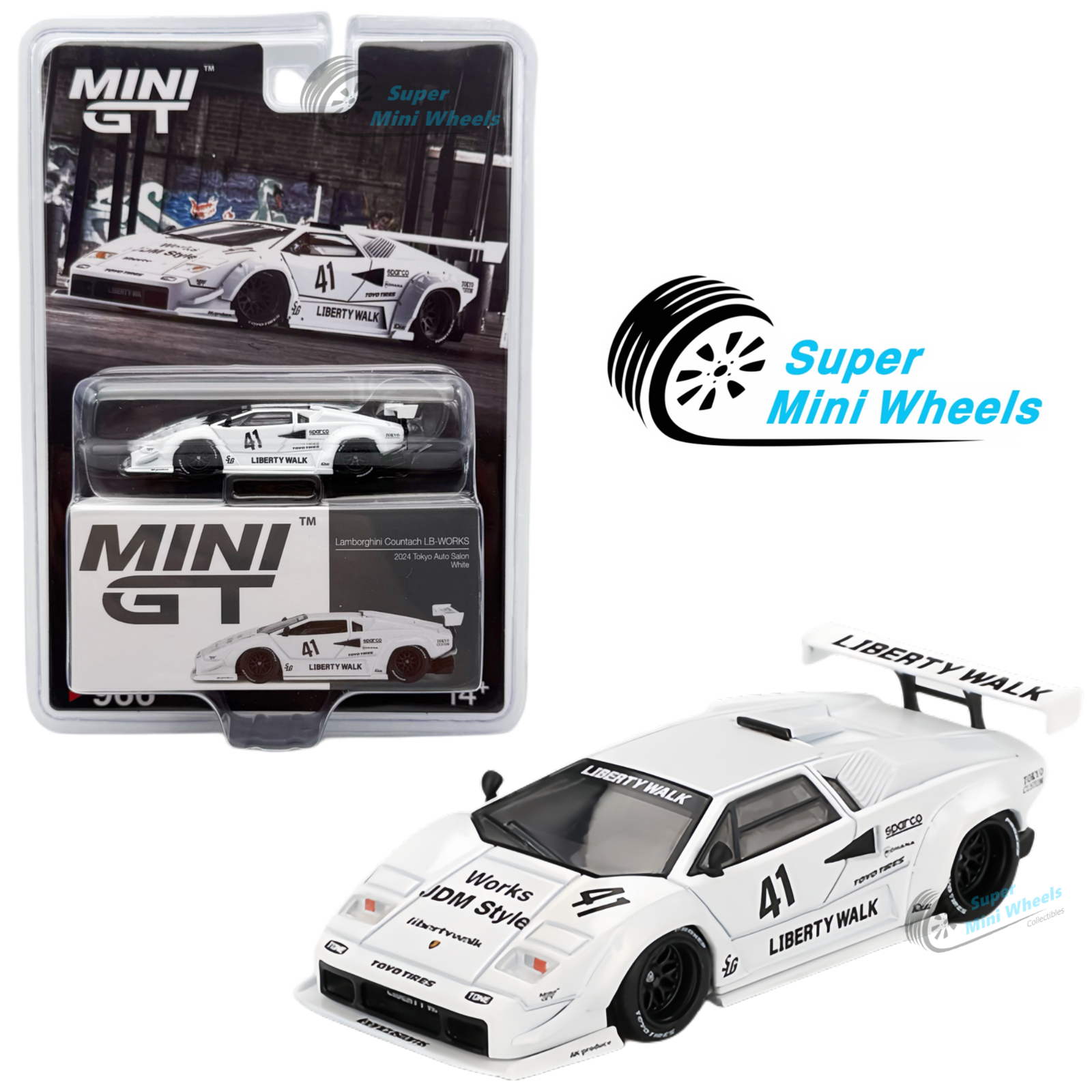 Mini GT 1:64 Lamborghini Countach LB-WORKS White 2024 Tokyo Auto Salon ...