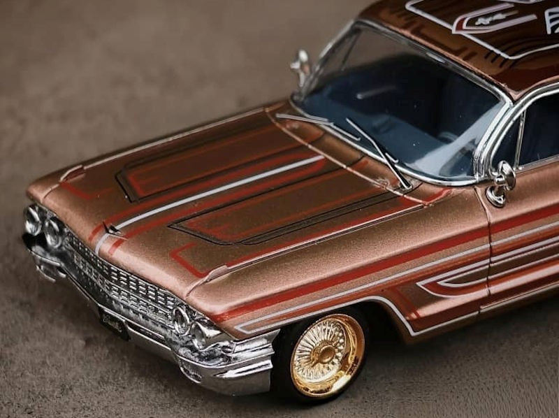 MK Miniatures 1:64 Lowriders Cadillac Deville - Brown Gold - HEC Exclu ...