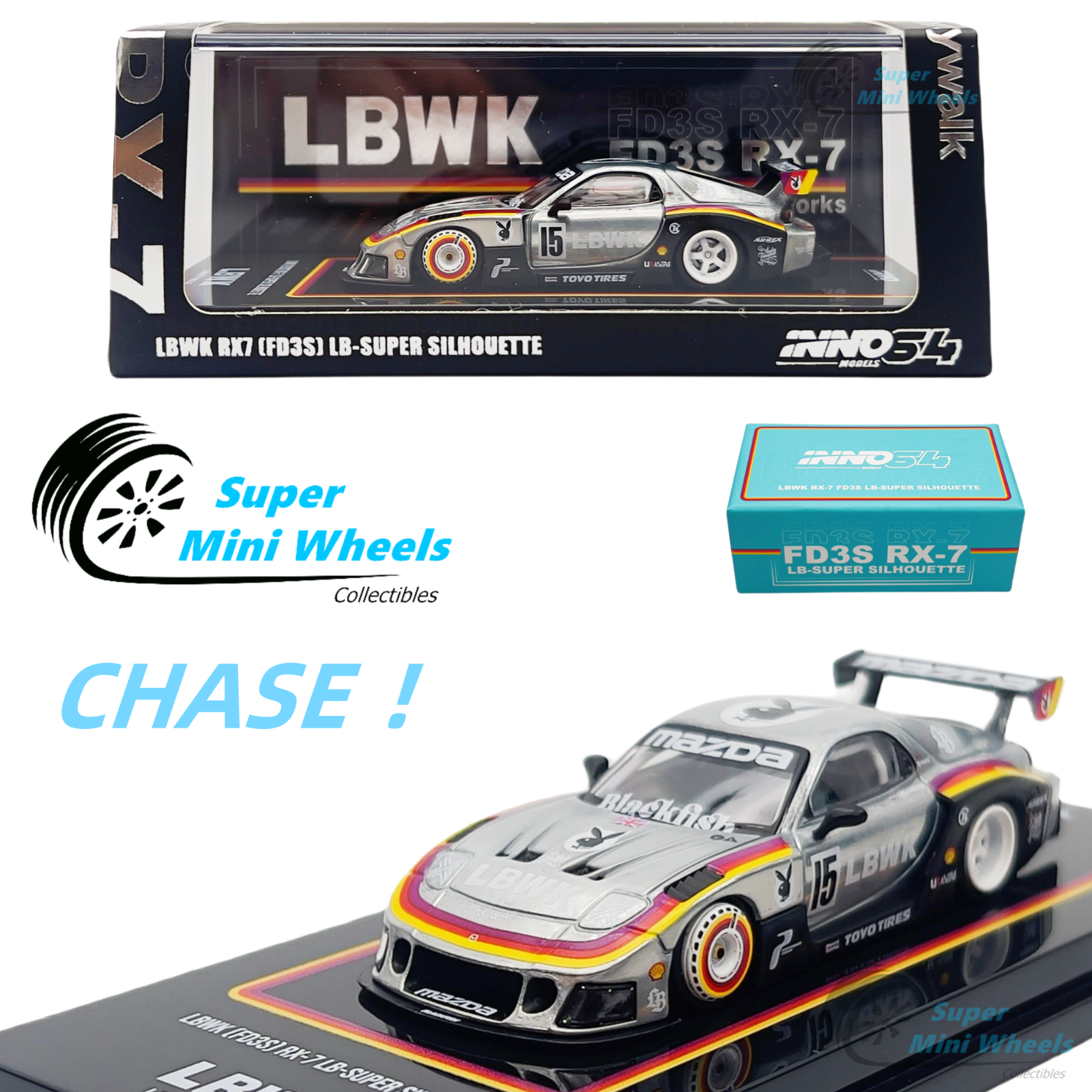 CHASE ! INNO64 1:64 LBWK Mazda RX7 FD3S LB-Super Silhouette HEC 2024 ...