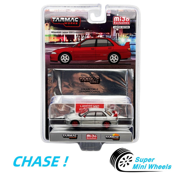 CHASE ! Tarmac Works 1:64 Mitsubishi Lancer GSR Evolution II Red w/ Tarmac Cards