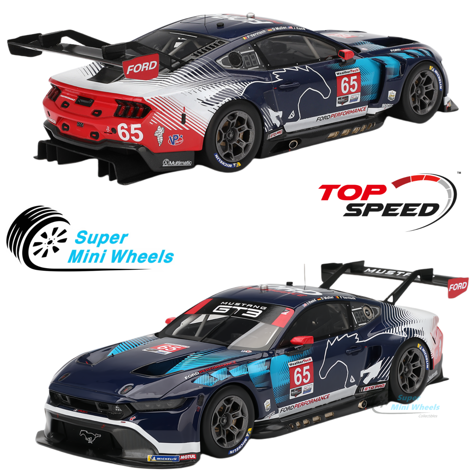 Top Speed 1:18 Ford Mustang GT3 #65 Ford Multimatic Motorsports 2024IM ...