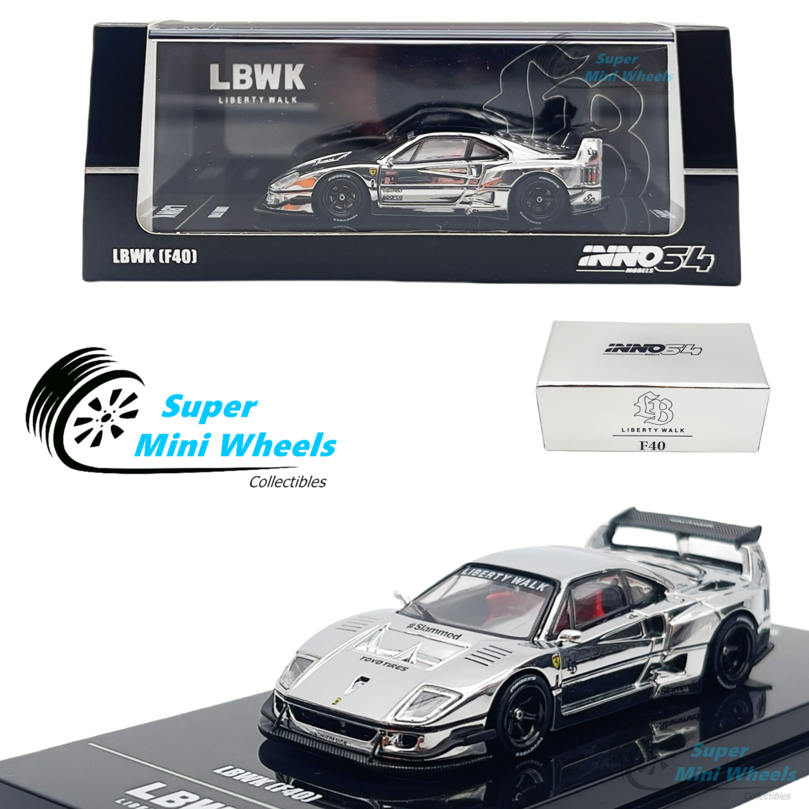 INNO64 1:64 LBWK F40 Chrome Silver HEC 2024 – Super Mini Wheels