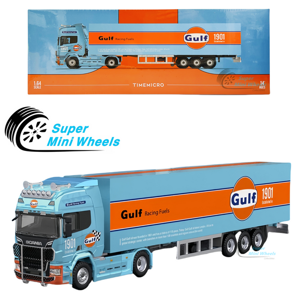 TimeMicro 1:64 Mitsubishi Fuso Container Truck Gulf Livery - Diecast Car