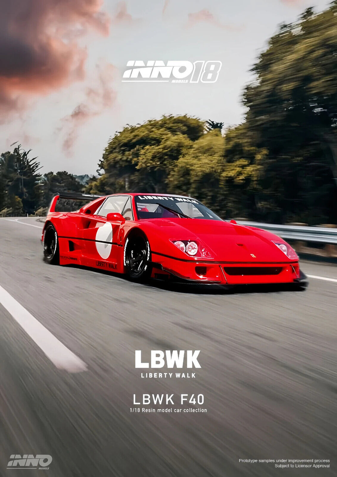 INNO64 1:18 LBWK Ferrari F40 Red - Resin Model – Super Mini Wheels