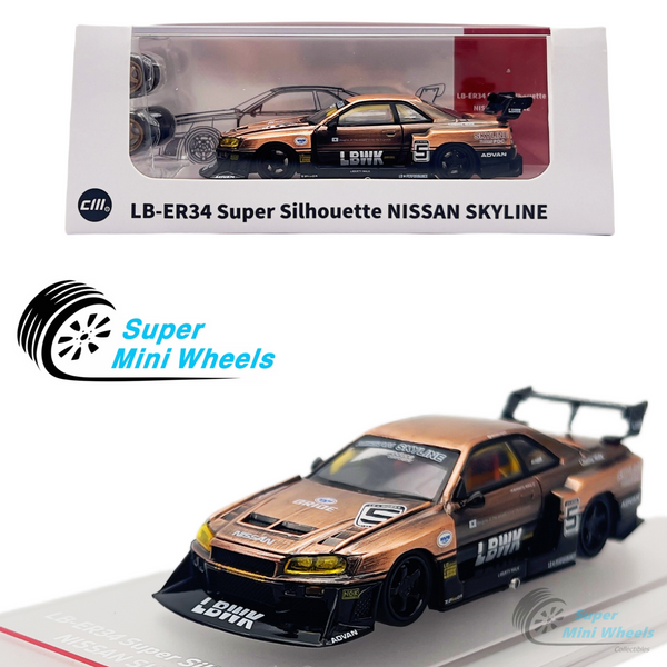 CM-Model 1:64 LB-ER34 Super Silhouette Nissan #5 (Bronze) with extra wheels