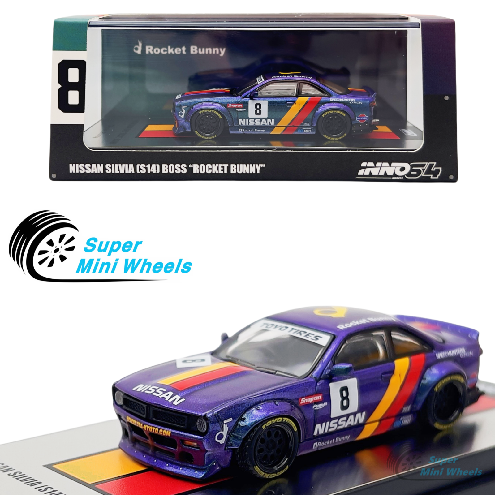 INNO64 1:64 Nissan Silvia S14 BOSS “Rocket Bunny” #8 Purple – Super ...