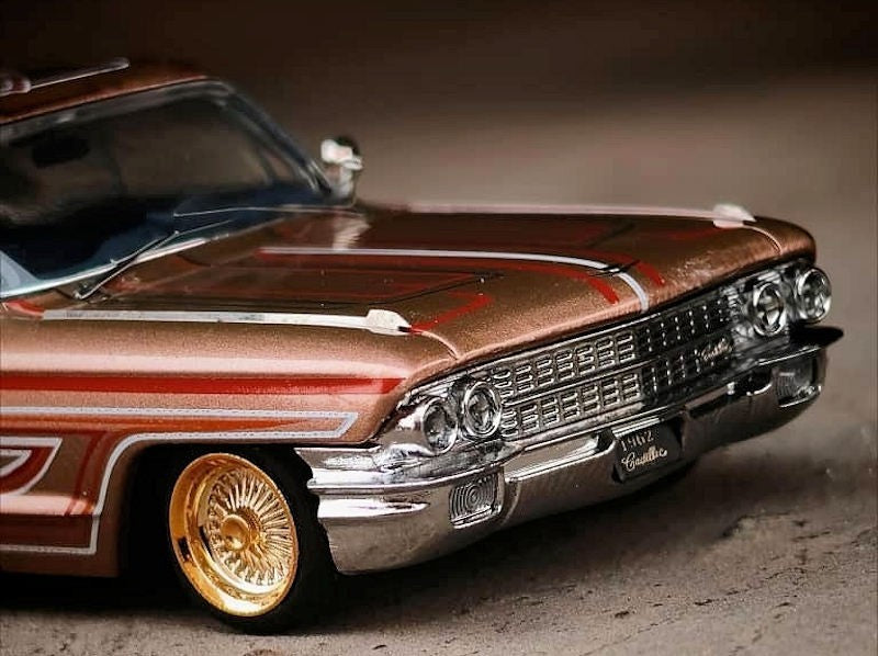 MK Miniatures 1:64 Lowriders Cadillac Deville - Brown Gold - HEC Exclu ...