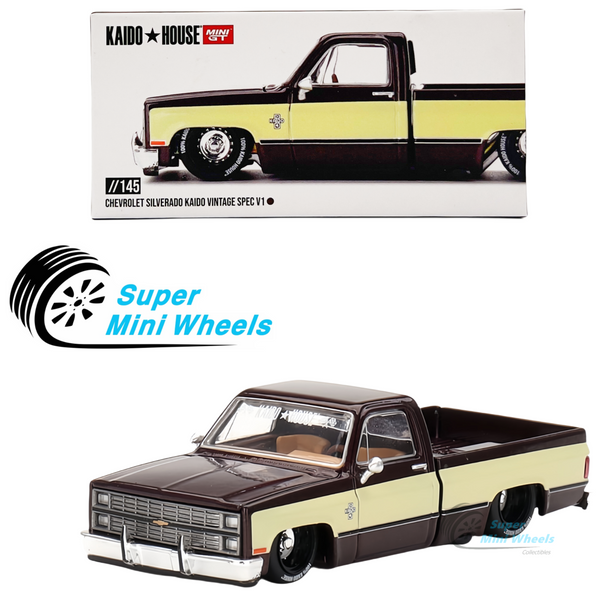 Mini GT x Kaido House 1:64 Chevrolet Silverado KAIDO Vintage Spec V1 Brown #145