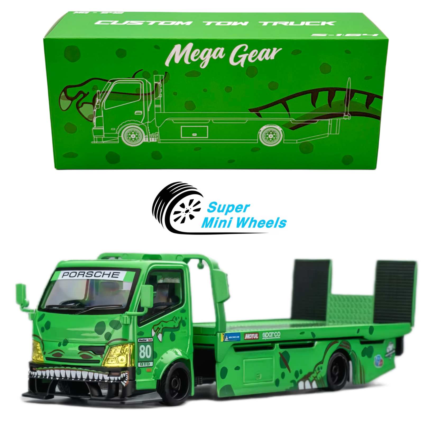 Mega Gear 1:64 CUSTOM TOW TRUCK REXY Green Diecast Model