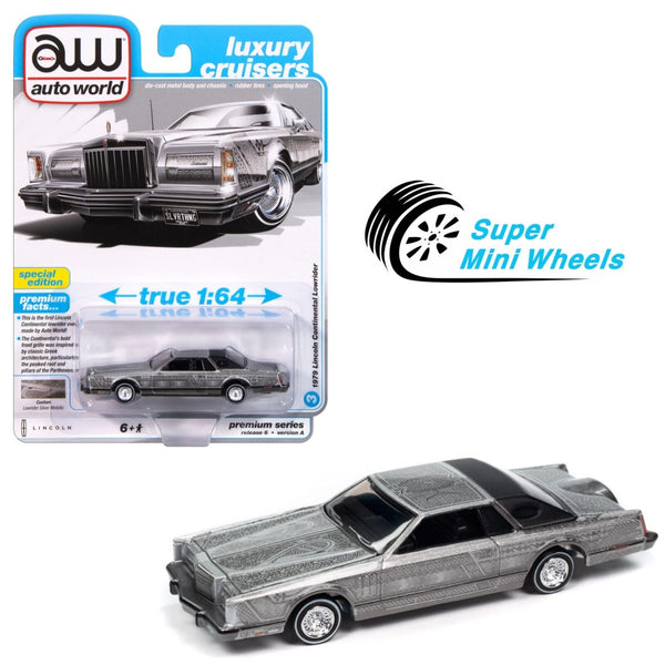 Auto World 1:64 1979 Lincoln Continental Lowrider - Silver Metallic