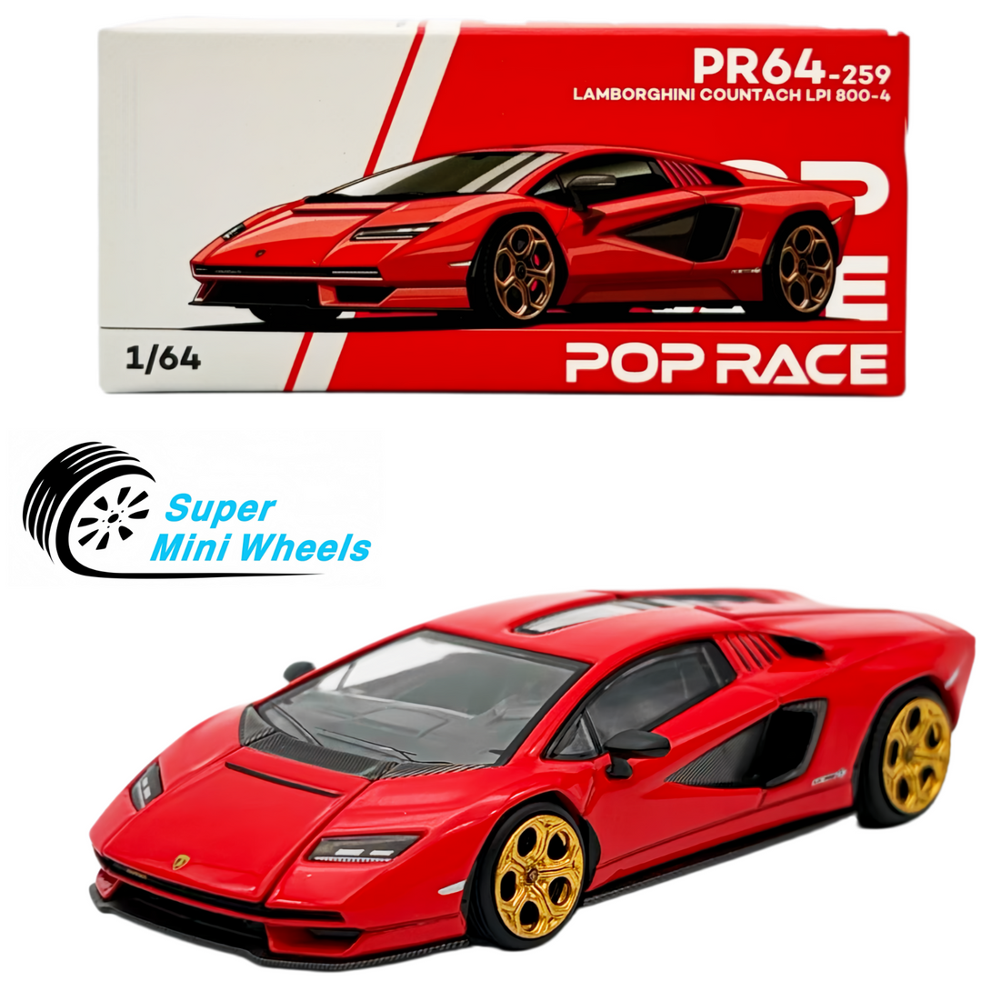 Pop Race 1:64 Lamborghini Countach LPI 800-4 Red #259 – Super Mini Wheels
