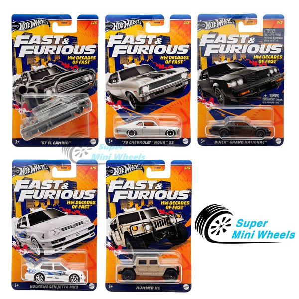 Hot Wheels 2024 Fast & Furious HW Decades of Fast 5 Cars Set