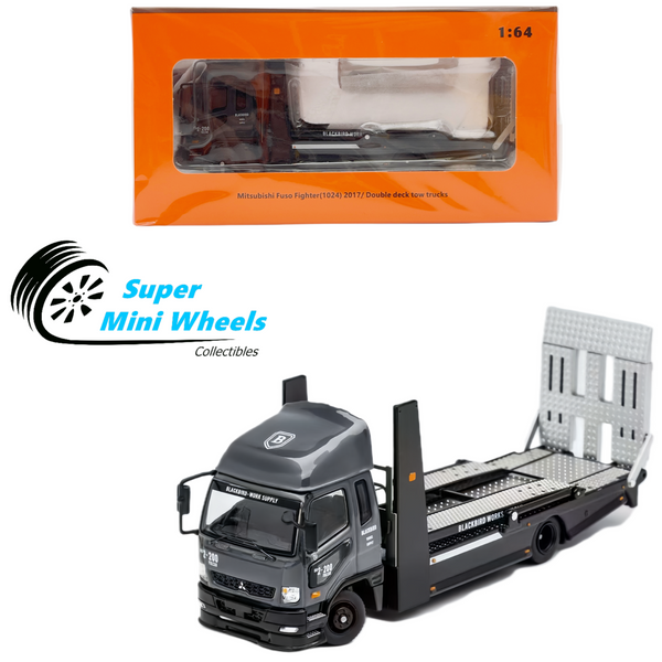 GCD 1:64 2017 Mitsubishi Fuso Fighter Double Deck Tow Trucks Gray - Blackbird