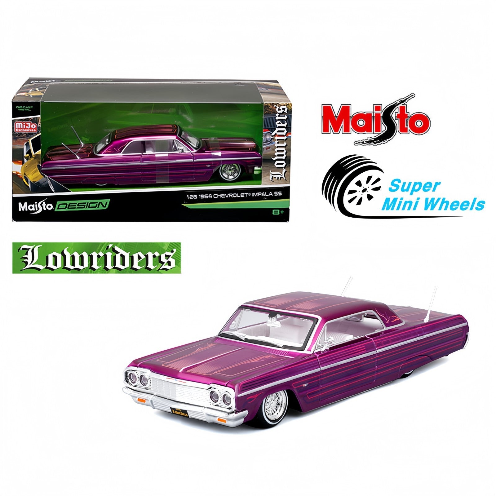 Maisto 1:24 1964 Chevrolet Impala SS Lowriders – Candy Purple – Design ...