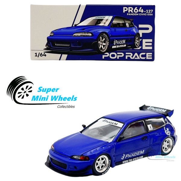 Pop Race 1:64 Pandem Civic EG6 Metallic Blue PR64-127