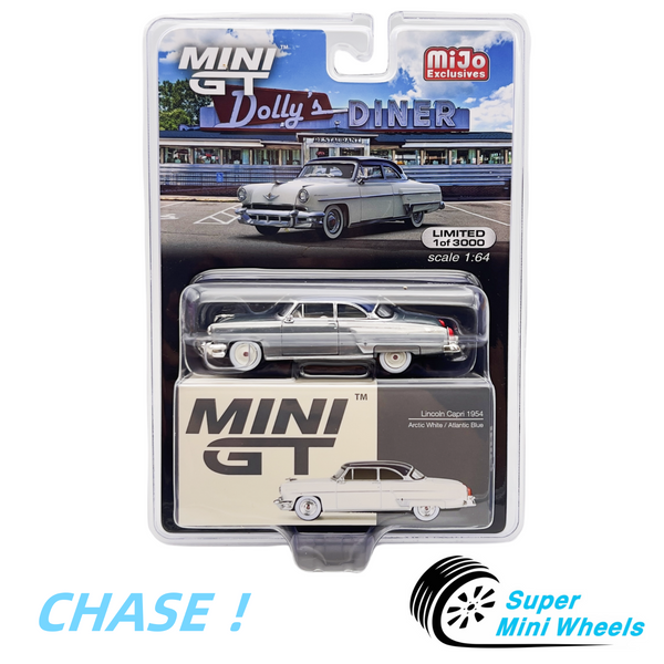 CHASE ! Mini GT 1:64 Lincoln Capri 1954 Arctic White / Atlantic Blue #631