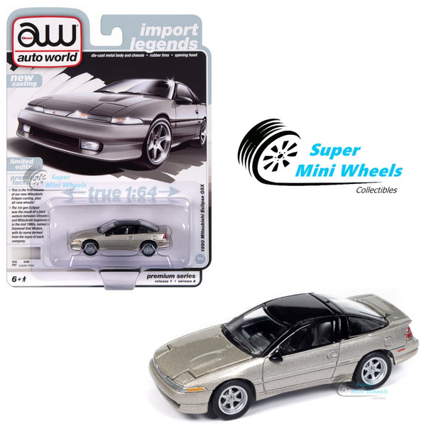 Auto World 1:64 1990 Mitsubishi Eclipse GSX NEW TOOLING (Silver)