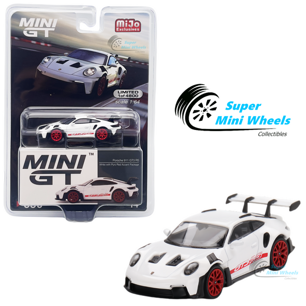 Mini GT 1;64 Porsche 911 (992) GT3 RS White with Pyro Red Accent Package #630