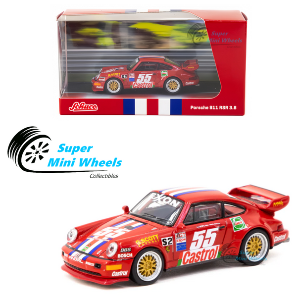 Tarmac Works x Schuco 1:64 Porsche 911 RSR 3.8 Red #55