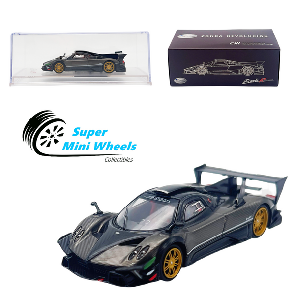 CM-Model 1:64 Pagani Zonda R Evolution Track Carbon Grey with Extra Wheels