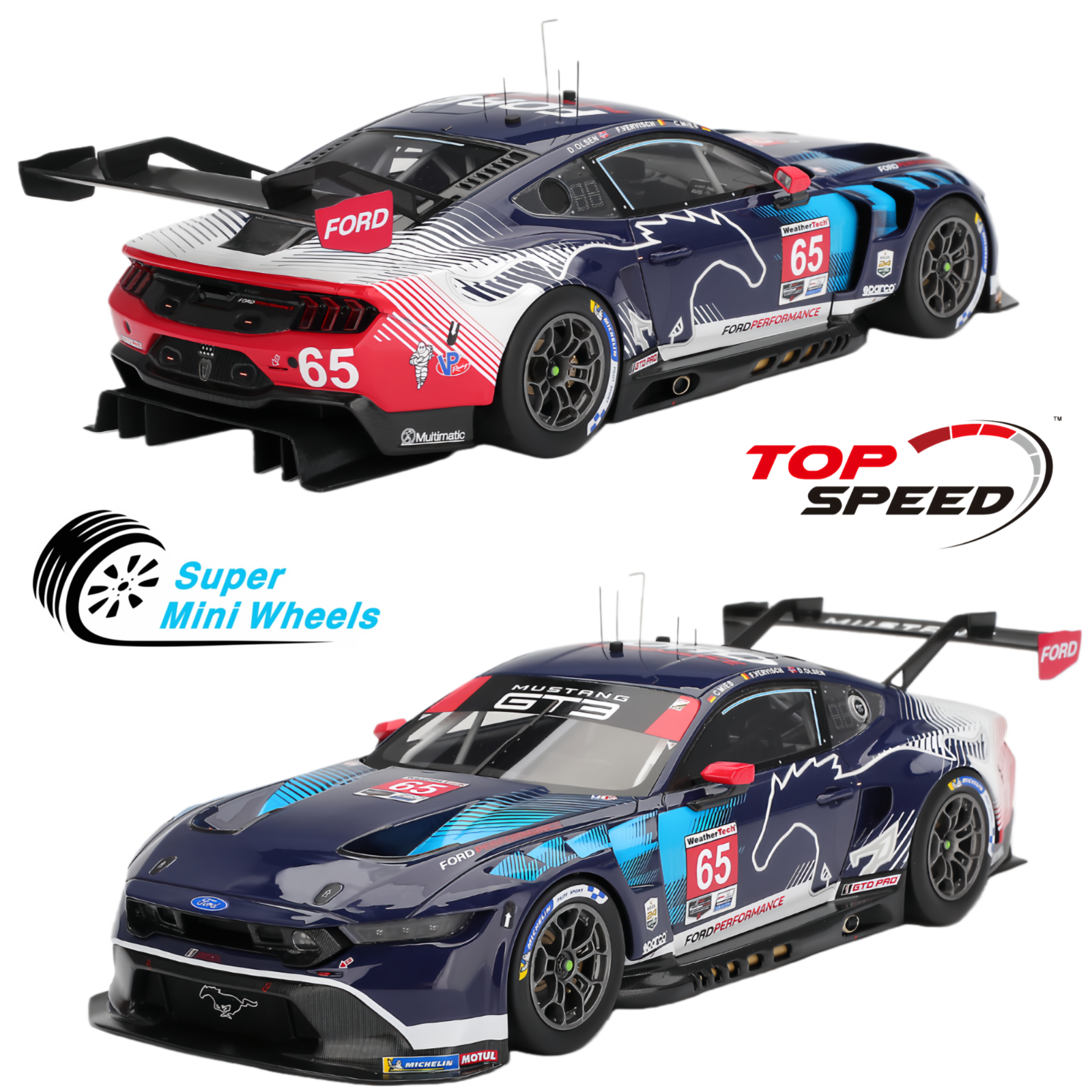 Top Speed 1:18 Ford Mustang GT3 #65 Ford Multimatic Motorsports 2025 I ...