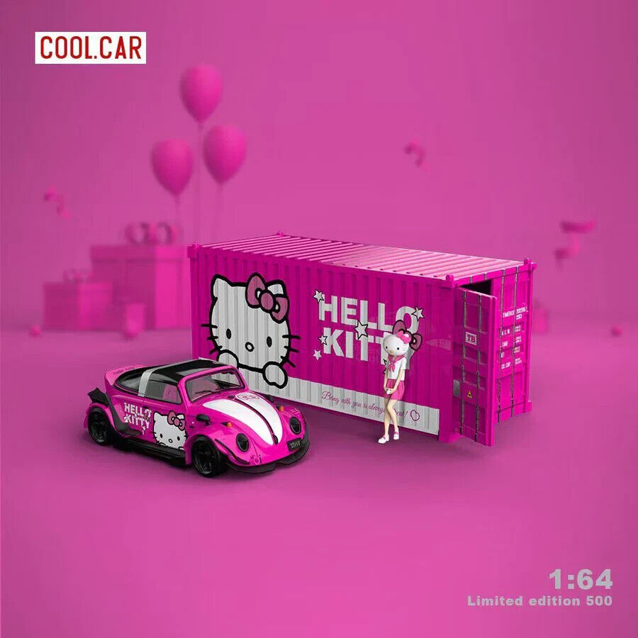 Cool Car 1:64 VW Beetle Car & Container - Hello Kitty Set – Super