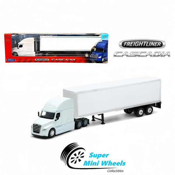 Welly 1:64 Freightliner Cascadia Tractor Trailer – Plain White – Transporter