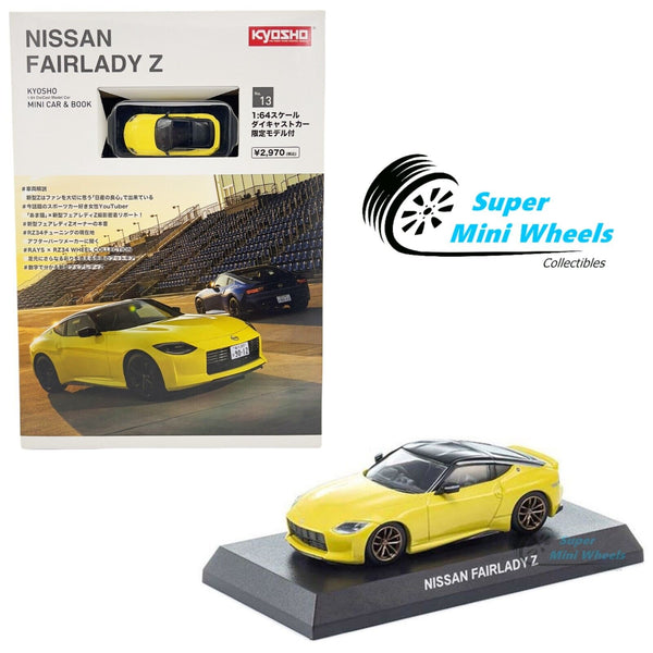 Kyosho 1:64 Mini Car & Book #13 Nissan Fairlady Z Yellow Limited Edition