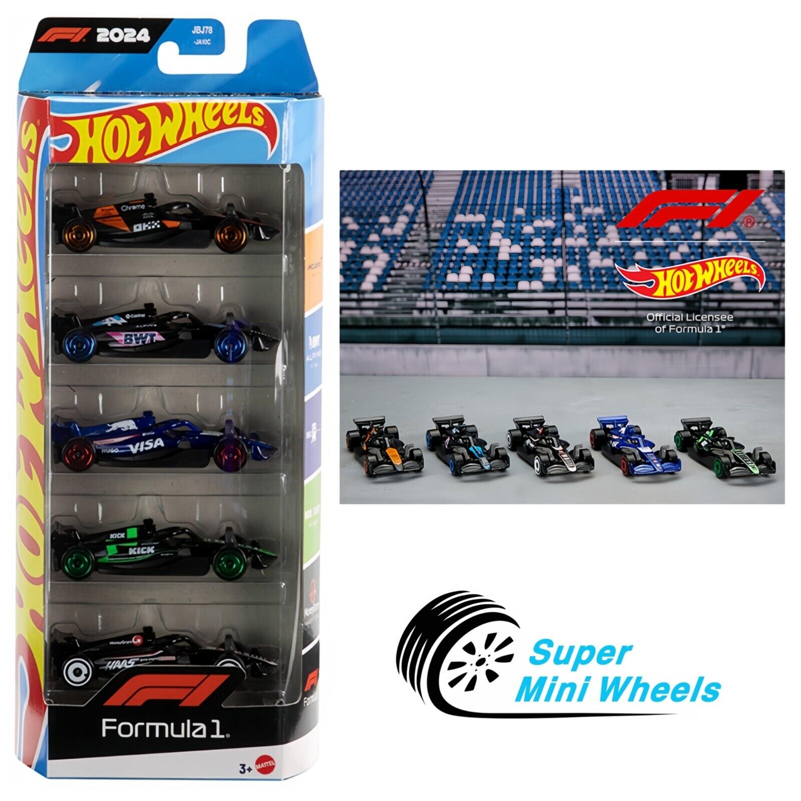 Hot Wheels 1:64 Formula 1 F1 Racing 5 Pack Cars Set – Super Mini Wheels