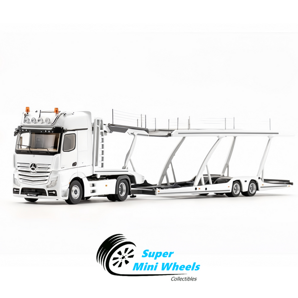 GCD 1:64 Mercedes-Benz Actros Auto Transporter – White - Diecas Model