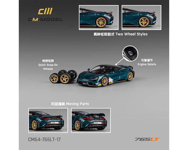 Pre-Order CM Model 1:64 McLaren 765LT – Metallic Green with Black Top