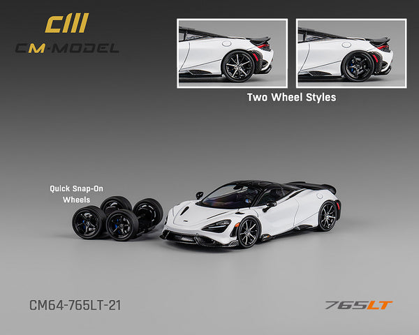 Pre-Order CM Model 1:64 McLaren 765LT – White with Carbon – Limited Edition