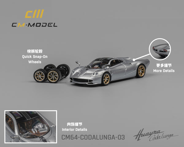 Pre-Order CM Model 1:64 Pagani Codalunga – Silver- Limited Edition