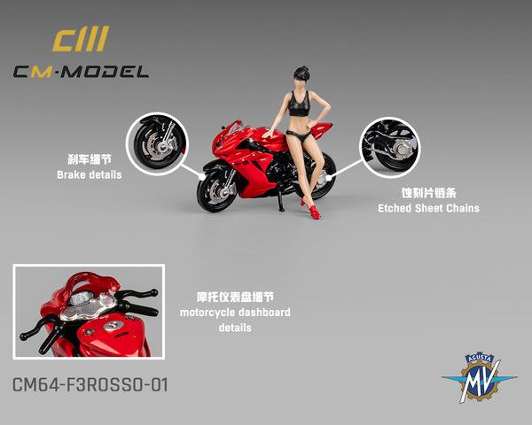 Pre-Order CM Model 1:64 MV Agusta F3Rosso Red With Showgirl Figure – Limited Edition