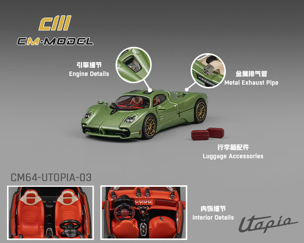 Pre-Order CM Model 1:64 Pagani Utopia – Metallic Green – Limited Edition