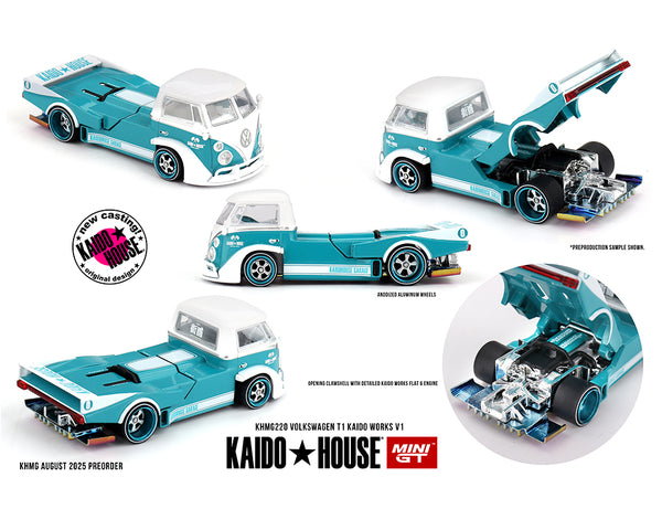Pre-Order - Kaido House x Mini GT Volkswagen T1 KAIDO WORKS V1 – Turquoise/White - KHMG220