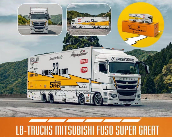 [Pre-Order] GCD 1:64 Liberty Walk LB-Trucks Mitsubishi Fuso Super Great Transporter Sphere – White