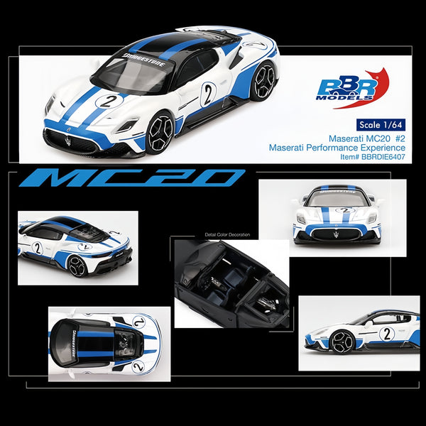 Pre-Order BBR Models 1:64 Maserati MC20 #2 Maserati Performance Experience – White