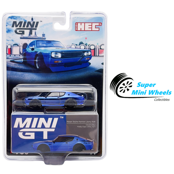 Mini GT 1:64 Nissan Skyline Kenmeri Libetry Walk Chrome Blue HEC 2024 #730