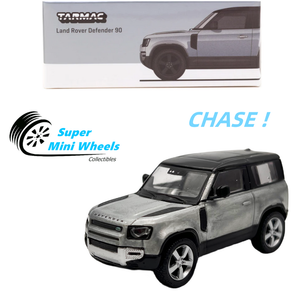 CHASE ! Tarmac Works 1:64 Land Rover Defender 90 Silver Metallic