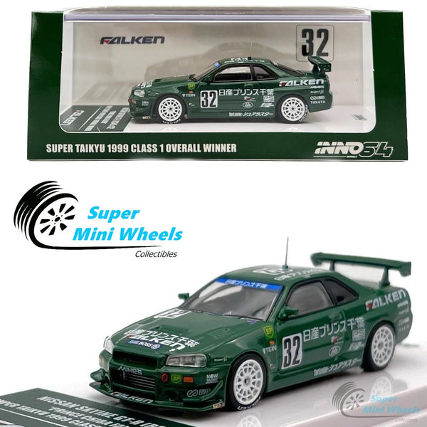 INNO64 1:64 Nissan Skyline GT-R R34 Green #32 Prince Chiba Falken Super Taikyu