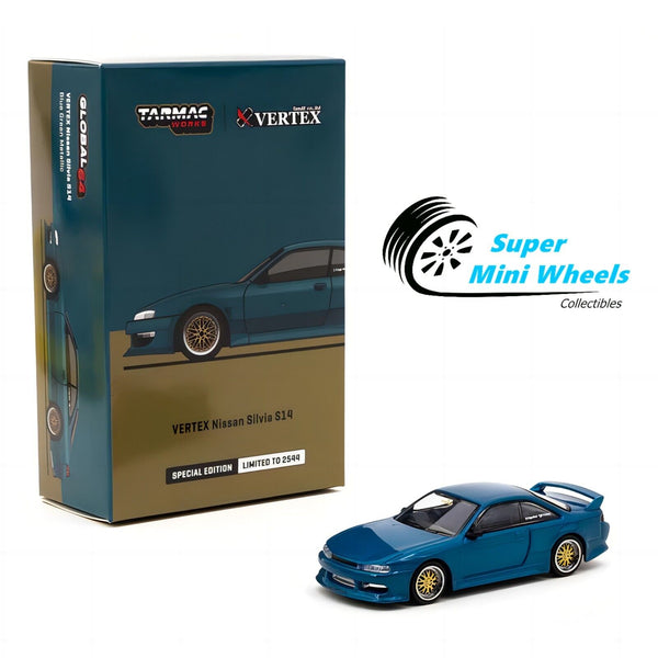 Tarmac Works 1:64 VERTEX Nissan Silvia S14  Blue Green Metallic - Japan Special