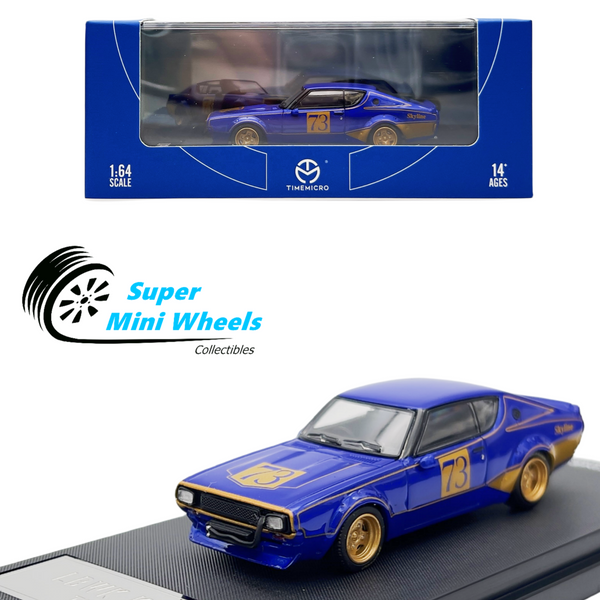 Time Micro 1:64 LBWK Nissan KPGC110 #73 Blue/Gold - Diecast Model