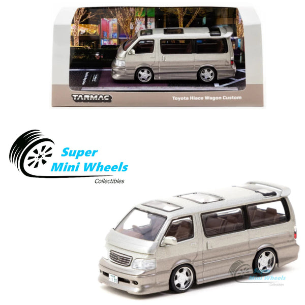 Tarmac Works 1:64 Toyota Hiace Wagon Custom Silver/Brown