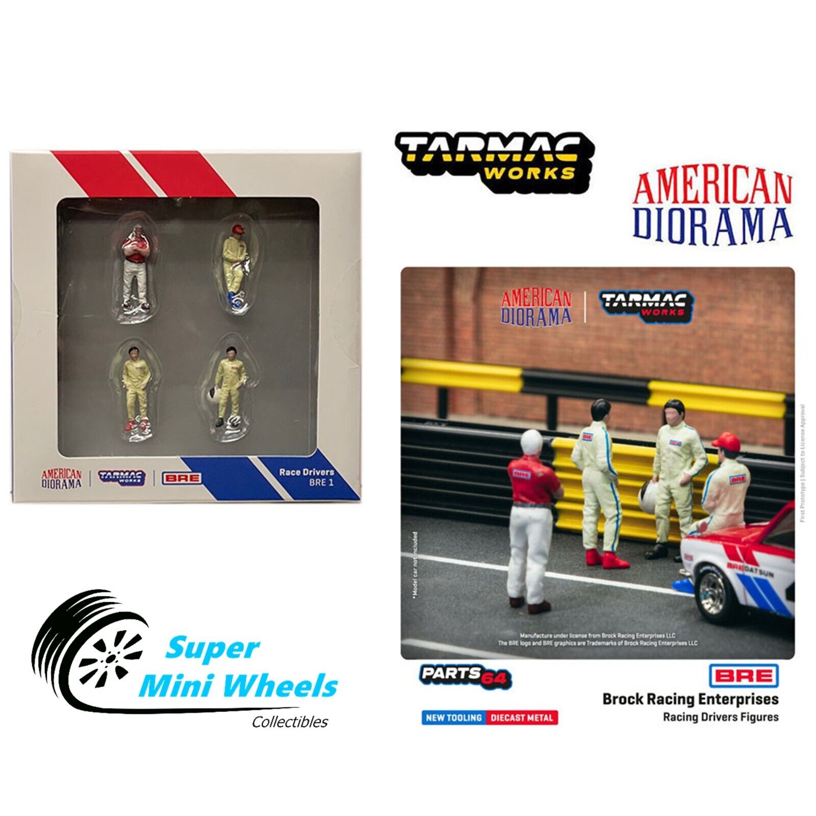 American Diorama x Tarmac Works 1:64 Race Drivers BRE Brock Racing Fig ...