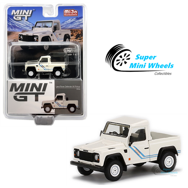 Mini GT 1:64 Land Rover Defender 90 Pickup White #338